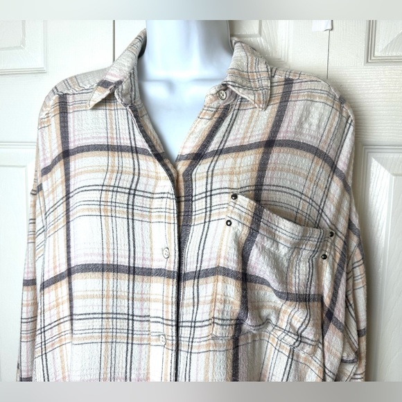 WE THE FREE People Hidden Valley ButtonDown Shirt Top Blouse Oversized Plaid - Picture 6 of 16
